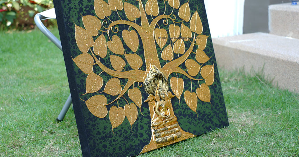 รูปต้นโพธิ์ทอง พระพุทธรูป ขนาด 50x50